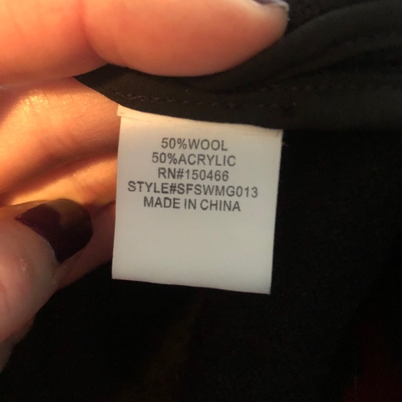 Magnolia Grace Wool Jacket Black Coat Motto Zipper Winter - Picture 10 of 11